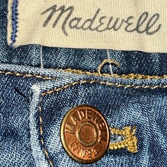 MADEWELL High Rise Denim Shorts Raw Hem No Distressing Blue Jean Shorts  EUC  27 - Picture 7 of 7